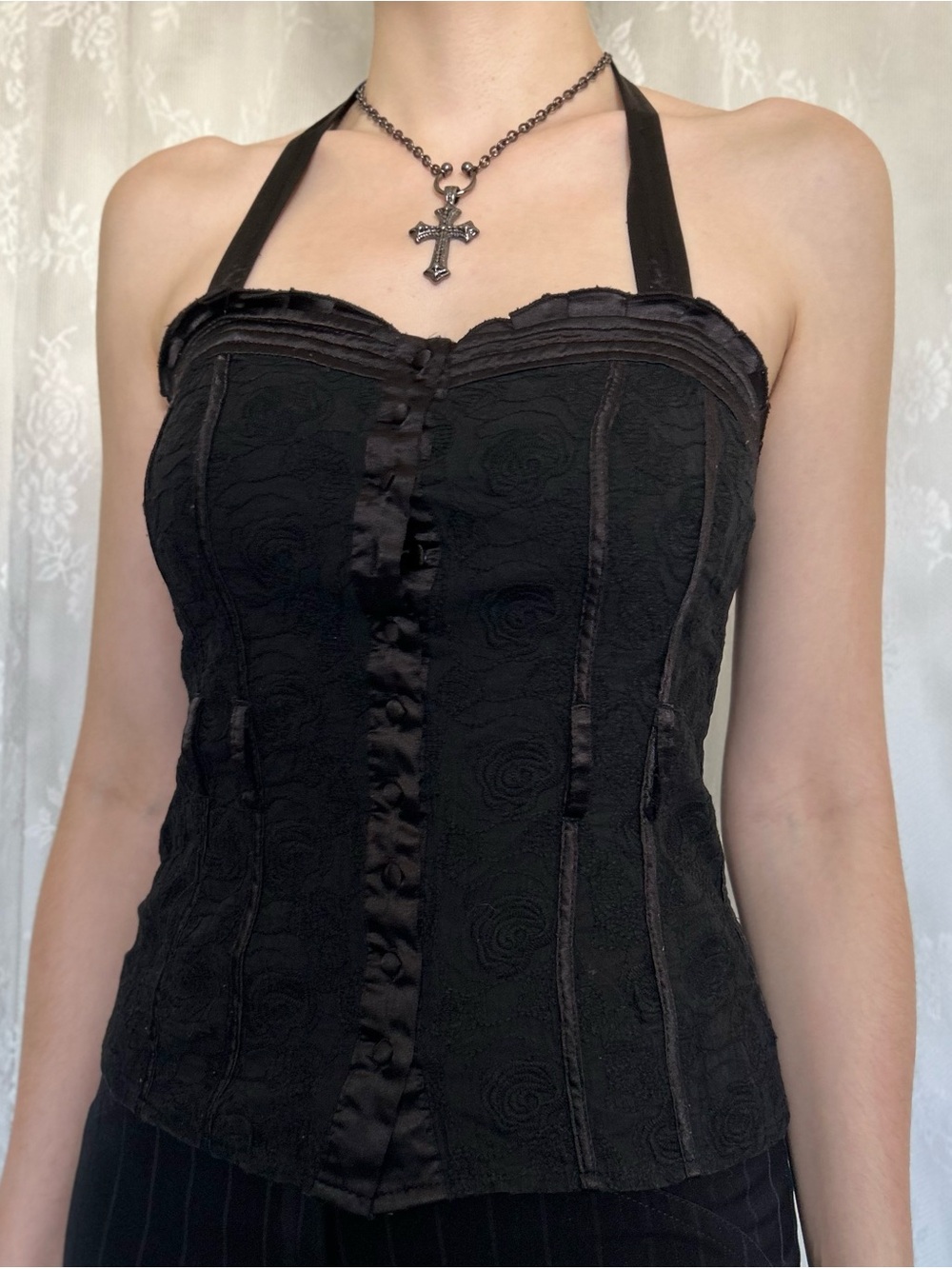Vintage Vamp Goth Black Halter Top
